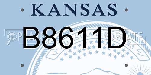 B8611D Kansas License Plate