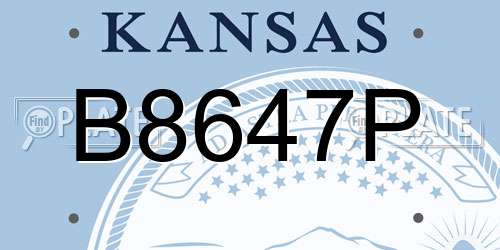 B8647P Kansas License Plate