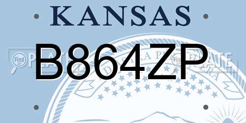 B864ZP Kansas License Plate