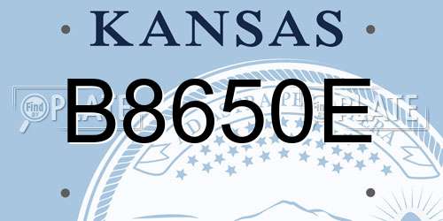 B8650E Kansas License Plate