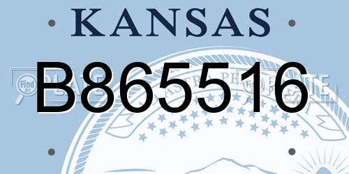 B865516 Kansas License Plate