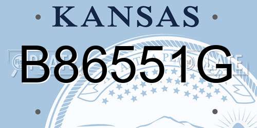 B86551G Kansas License Plate