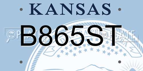B865ST Kansas License Plate