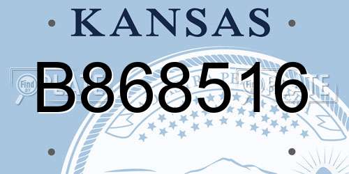 B868516 Kansas License Plate