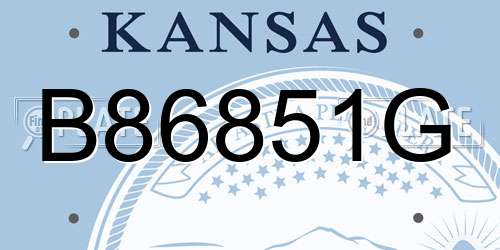 B86851G Kansas License Plate