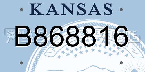 B868816 Kansas License Plate