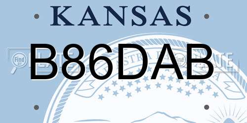 B86DAB Kansas License Plate