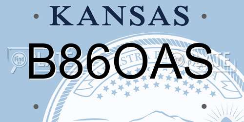 B86OAS Kansas License Plate