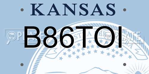 B86TOI Kansas License Plate
