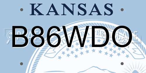 B86WDO Kansas License Plate