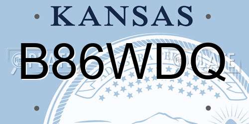 B86WDQ Kansas License Plate