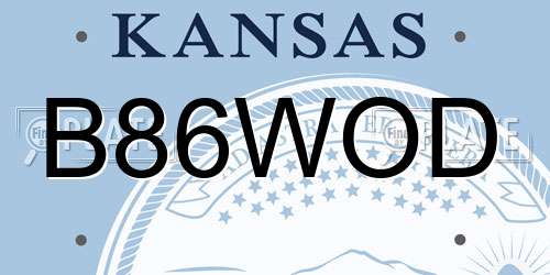 B86WOD Kansas License Plate