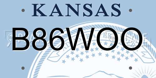 B86WOO Kansas License Plate