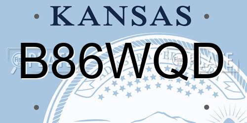 B86WQD Kansas License Plate