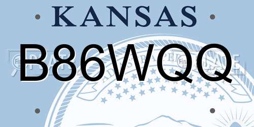 B86WQQ Kansas License Plate