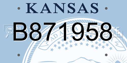 B871958 Kansas License Plate