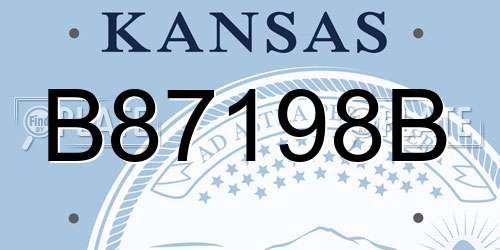 B87198B Kansas License Plate
