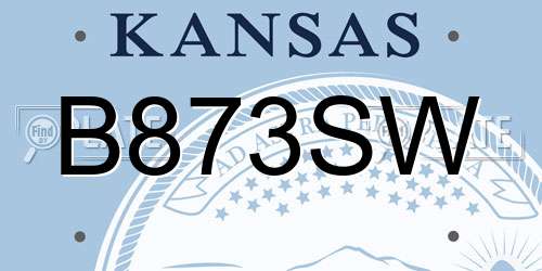 B873SW Kansas License Plate
