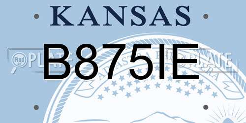 B875IE Kansas License Plate