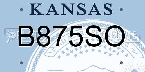 B875SO Kansas License Plate