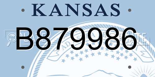 B879986 Kansas License Plate