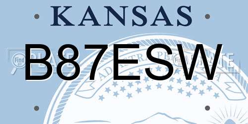 B87ESW Kansas License Plate