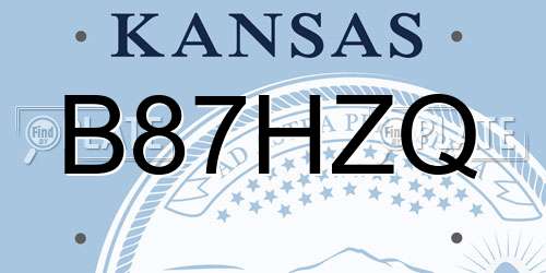 B87HZQ Kansas License Plate