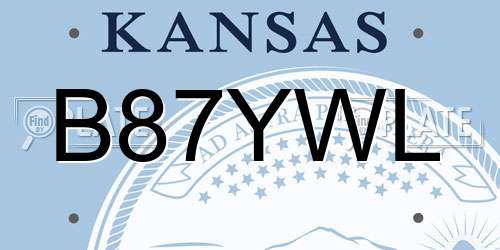 B87YWL Kansas License Plate