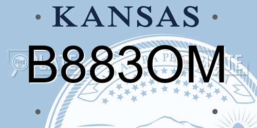 B883OM Kansas License Plate