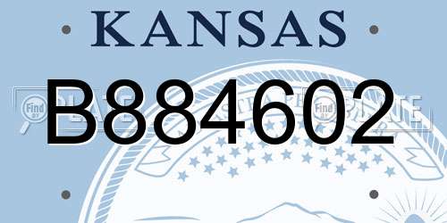 B884602 Kansas License Plate