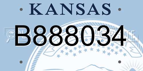 B888034 Kansas License Plate