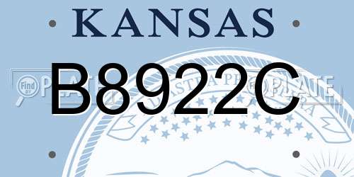 B8922C Kansas License Plate