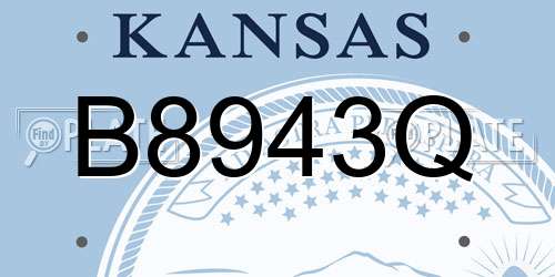 B8943Q Kansas License Plate