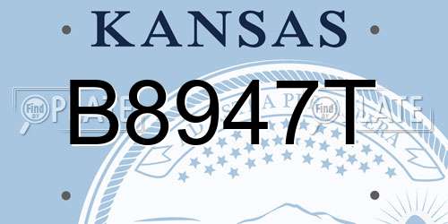 B8947T Kansas License Plate