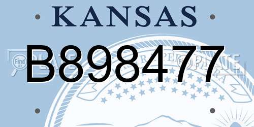 B898477 Kansas License Plate