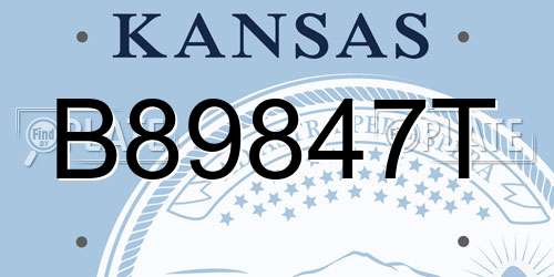 B89847T Kansas License Plate