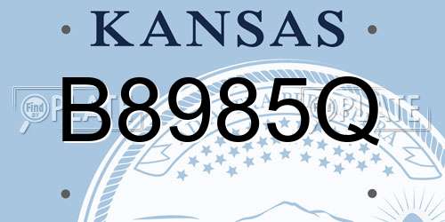 B8985Q Kansas License Plate