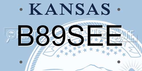 B89SEE Kansas License Plate
