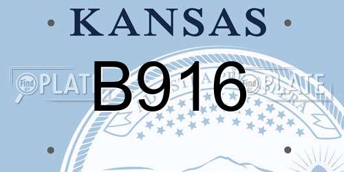 B916 Kansas License Plate