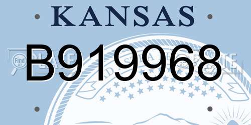 B919968 Kansas License Plate