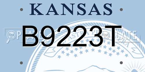 B9223T Kansas License Plate