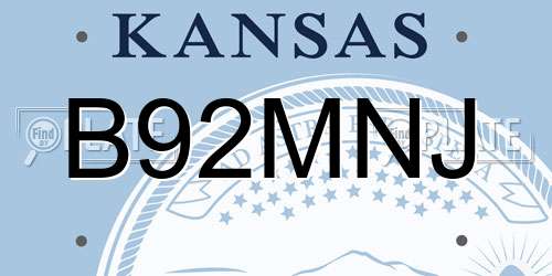 B92MNJ Kansas License Plate