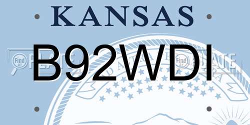 B92WDI Kansas License Plate
