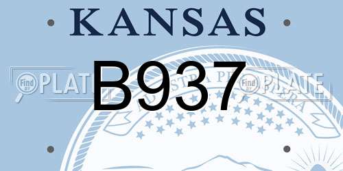 B937 Kansas License Plate