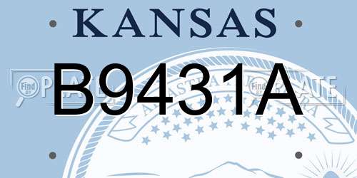 B9431A Kansas License Plate