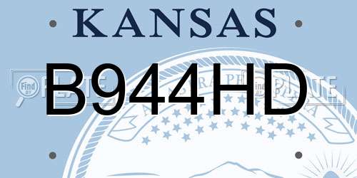 B944HD Kansas License Plate