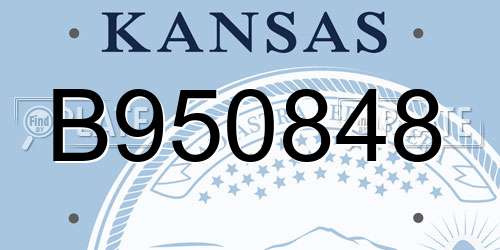 B950848 Kansas License Plate