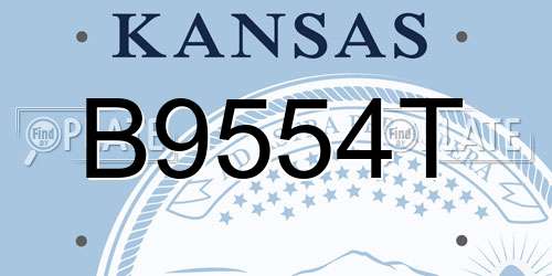 B9554T Kansas License Plate