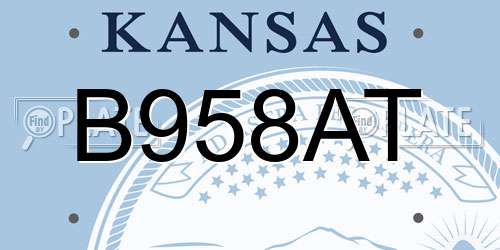 B958AT Kansas License Plate