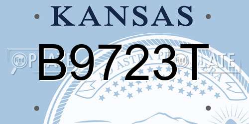 B9723T Kansas License Plate